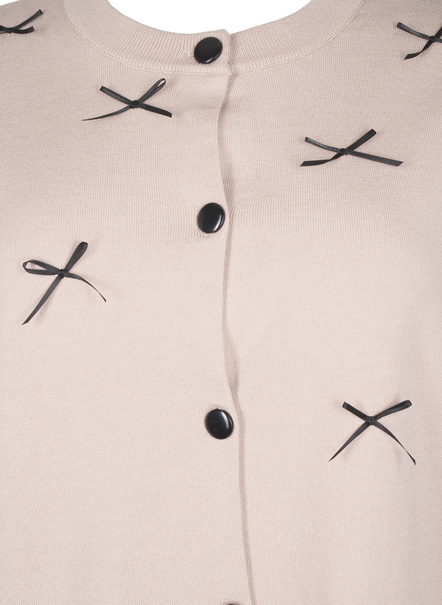 Zizzi Cardigan tricot&eacute; avec n&oelig;uds, Simply T. Black Bows, Packshot image number 2