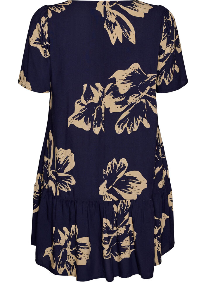 Robe en viscose avec d&eacute;coupe, Bleu, Packshot image number 1