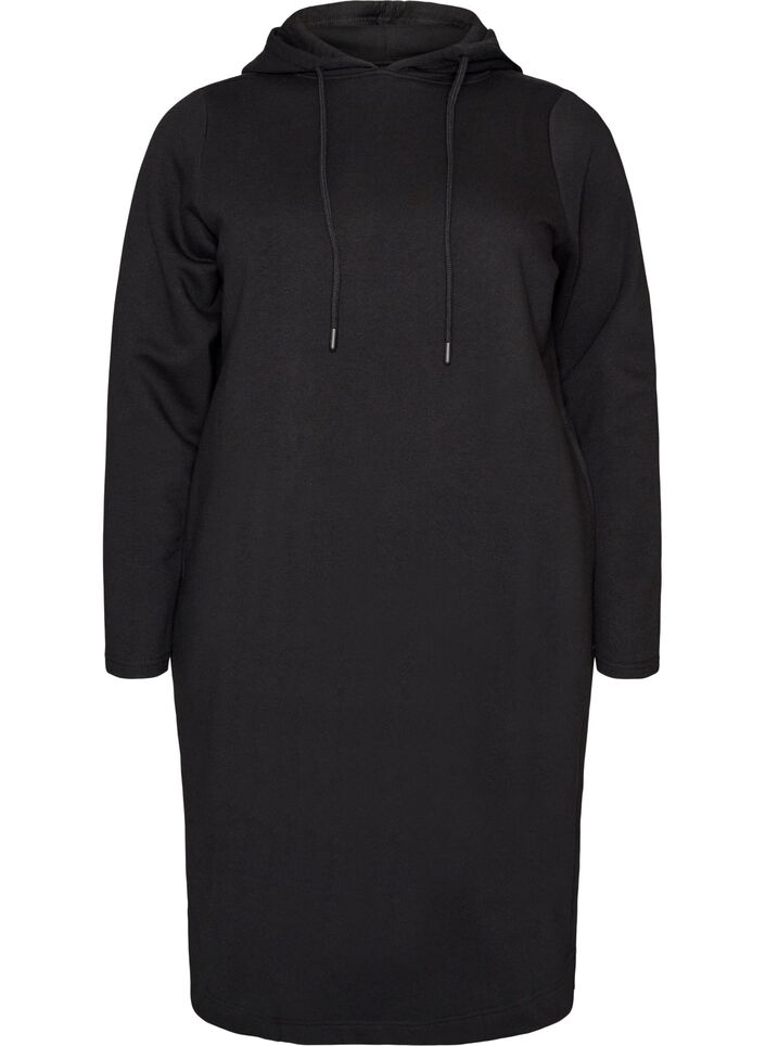Robe sweat &agrave; capuche avec poches, Noir, Packshot image number 0