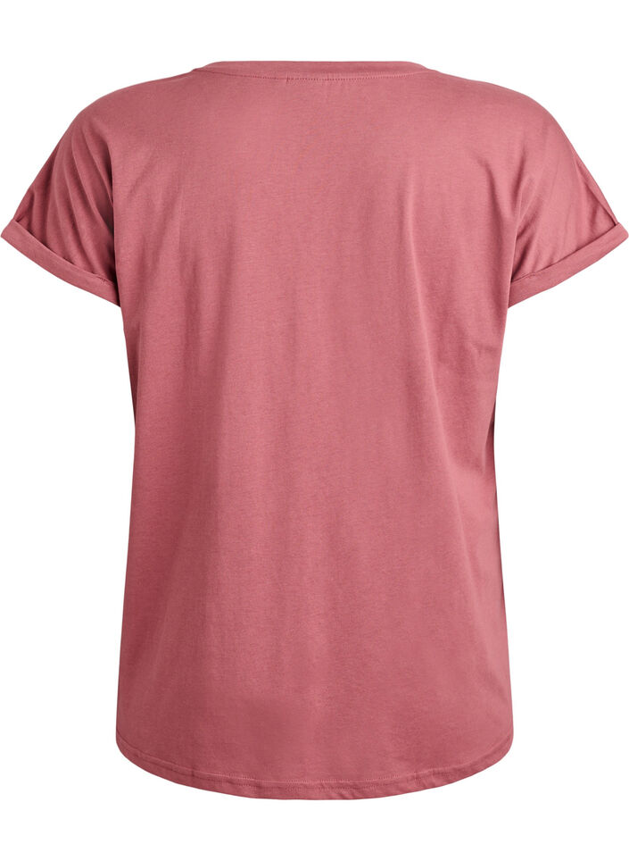 T-shirt &agrave; manches courtes en m&eacute;lange de coton, Rose, Packshot image number 1