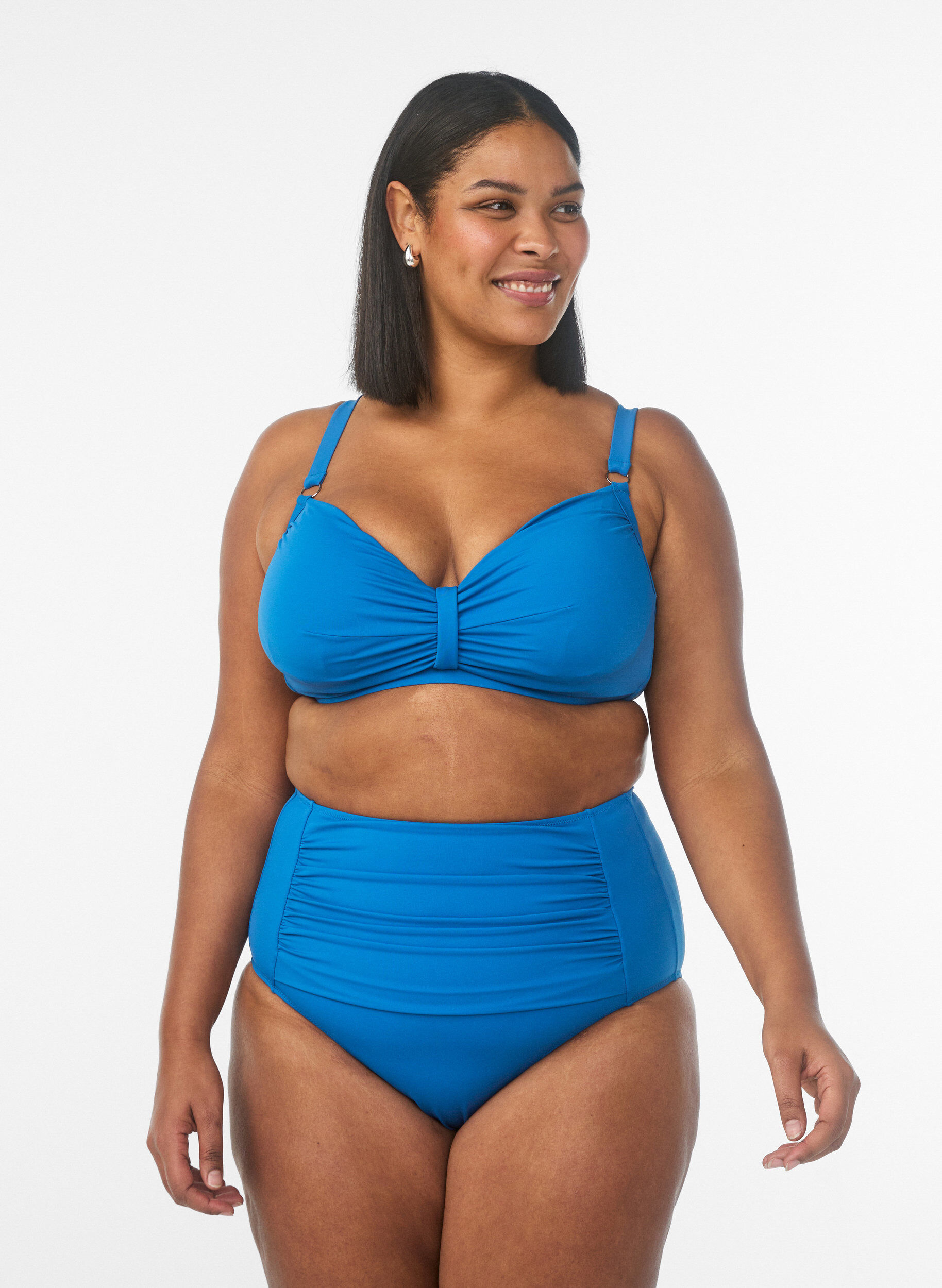 Zizzi Bas de bikini &agrave; taille haute, Bleu, Model image number 0