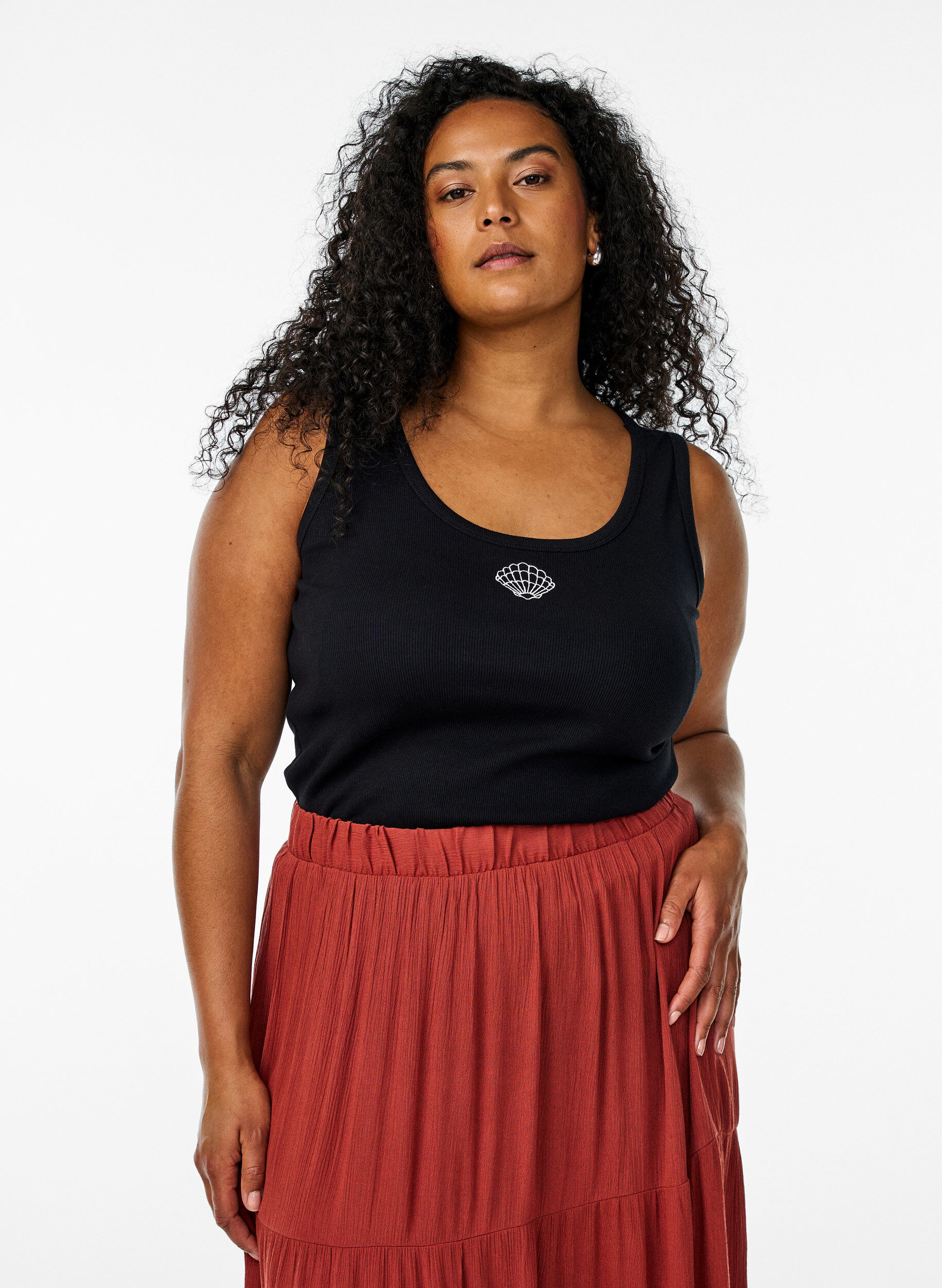 ZizziHaut ajust&eacute; avec motif, Noir, Model image number 0