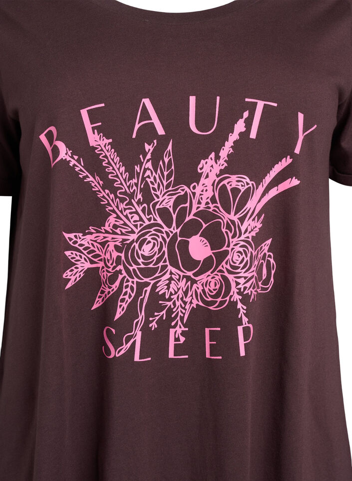 Chemise de nuit &agrave; manches courtes en coton biologique, Marron, Packshot image number 2