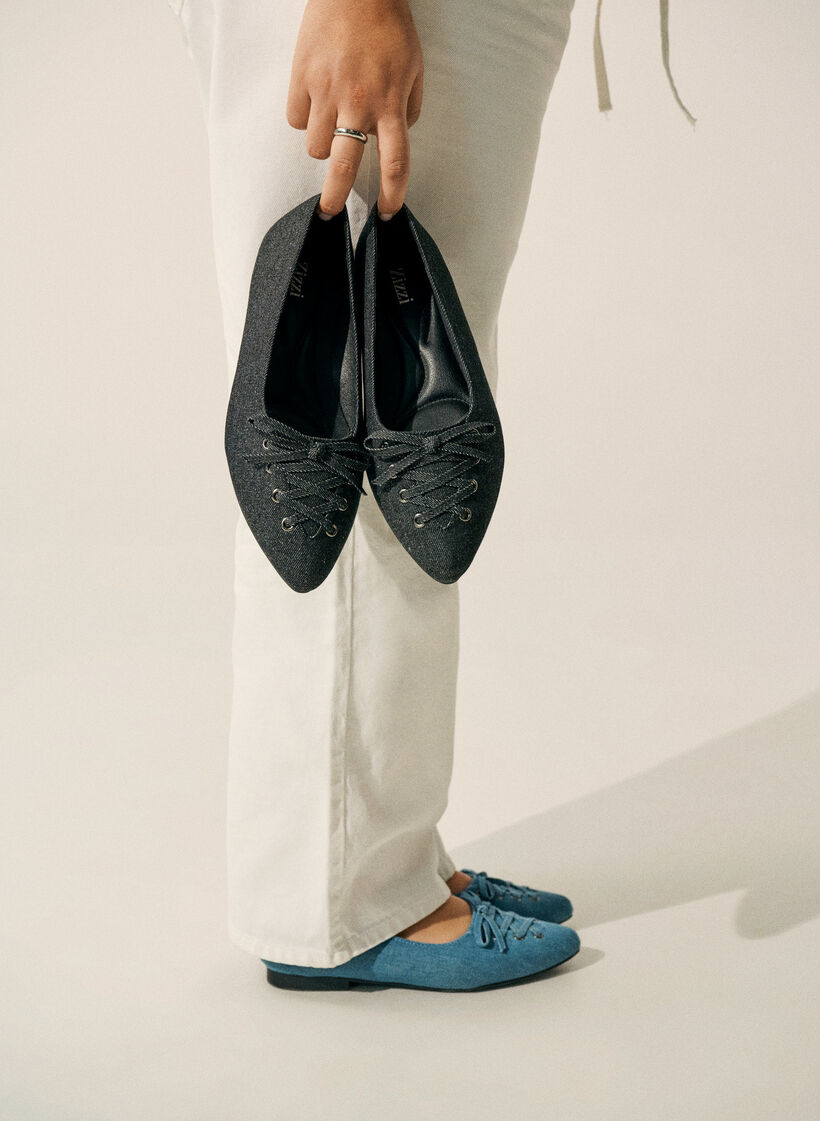 Ballerine &agrave; lacets, Noir, Image image number 0