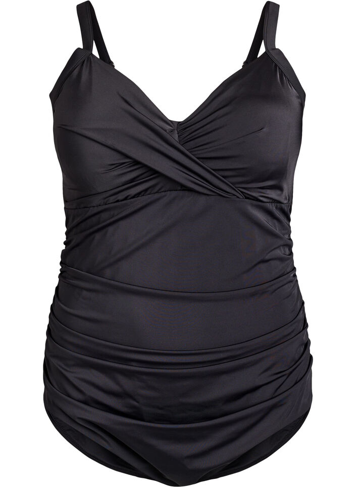 Maillot de bain avec armatures et effet fronc&eacute;, Noir, Packshot image number 0