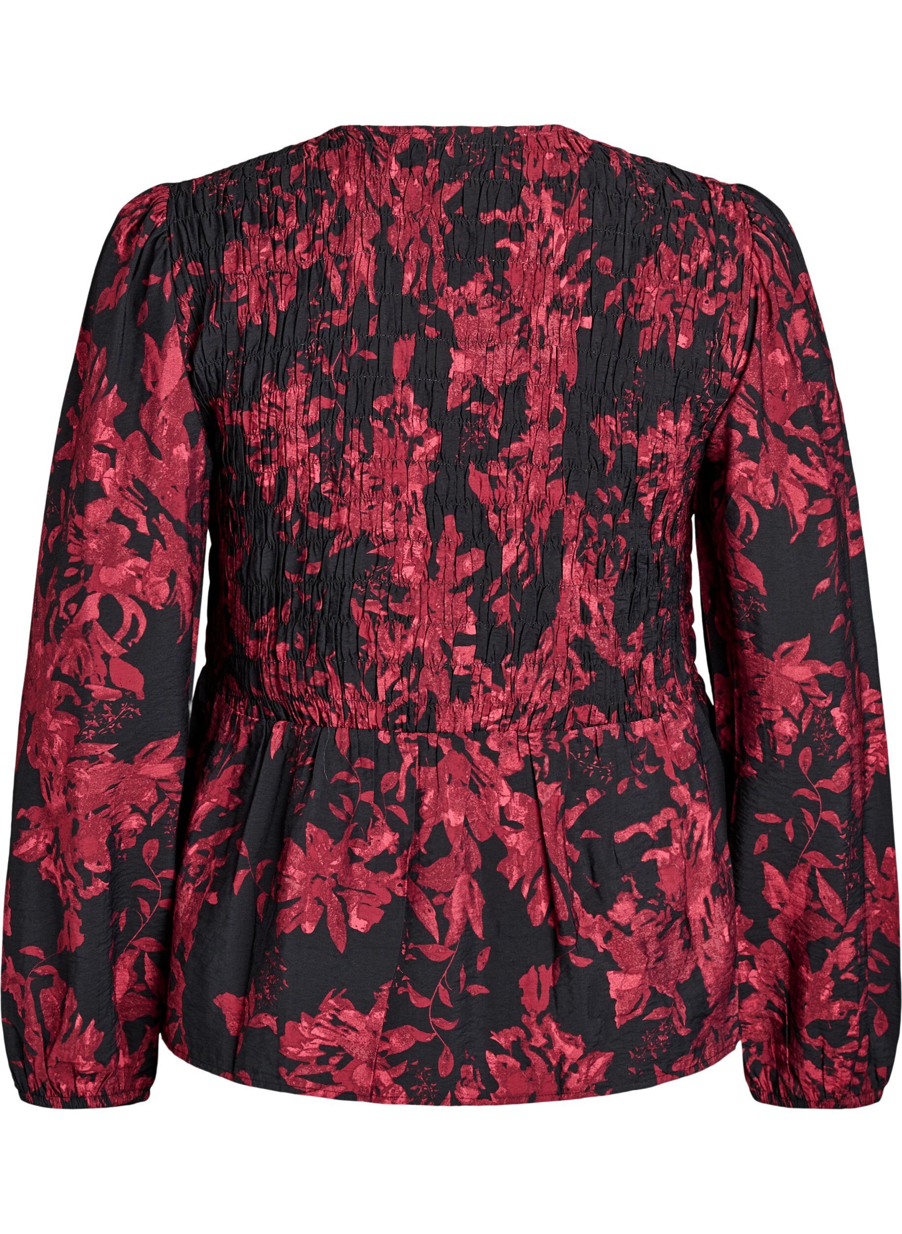 Zizzi Blouse avec smocks et manches longues, Noir, Packshot image number 1