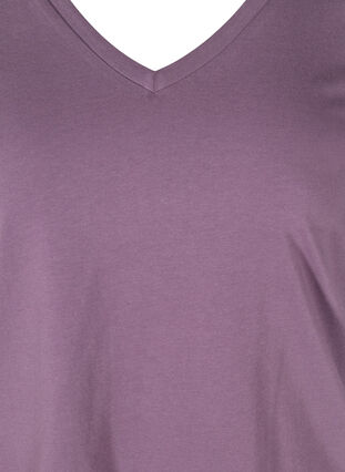 T-shirt en coton bio à col V, Vintage Violet, Packshot image number 2