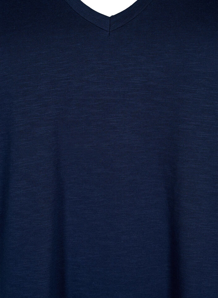 T-shirt basique &agrave; manches courtes et col en V, Bleu, Packshot image number 2