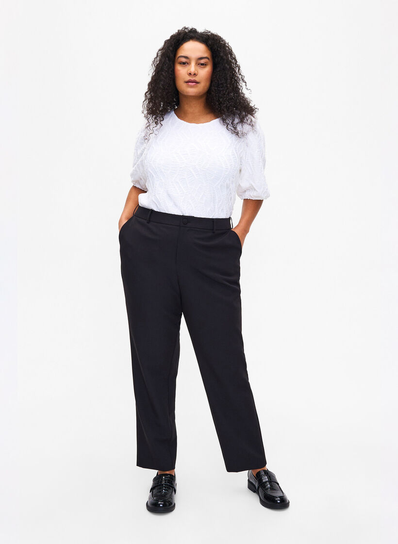 Pantalon à jambes droites avec poches, Black, Model image number 0