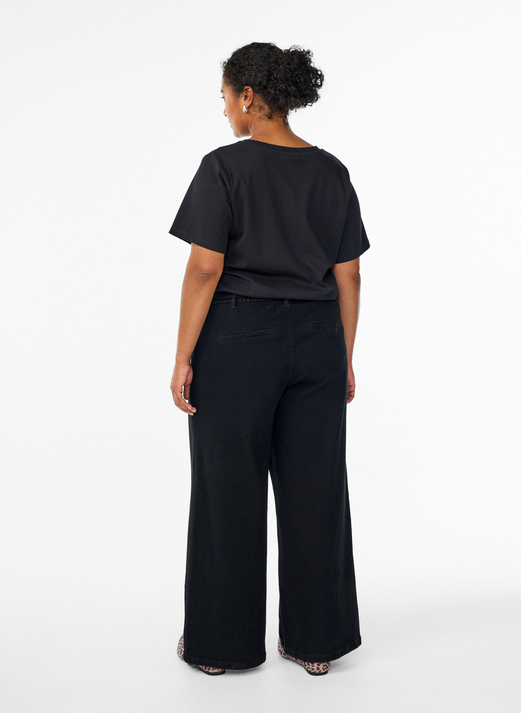 ZizziJean ample &agrave; ceinture &eacute;lastique et cordon de serrage, Noir, Model image number 1