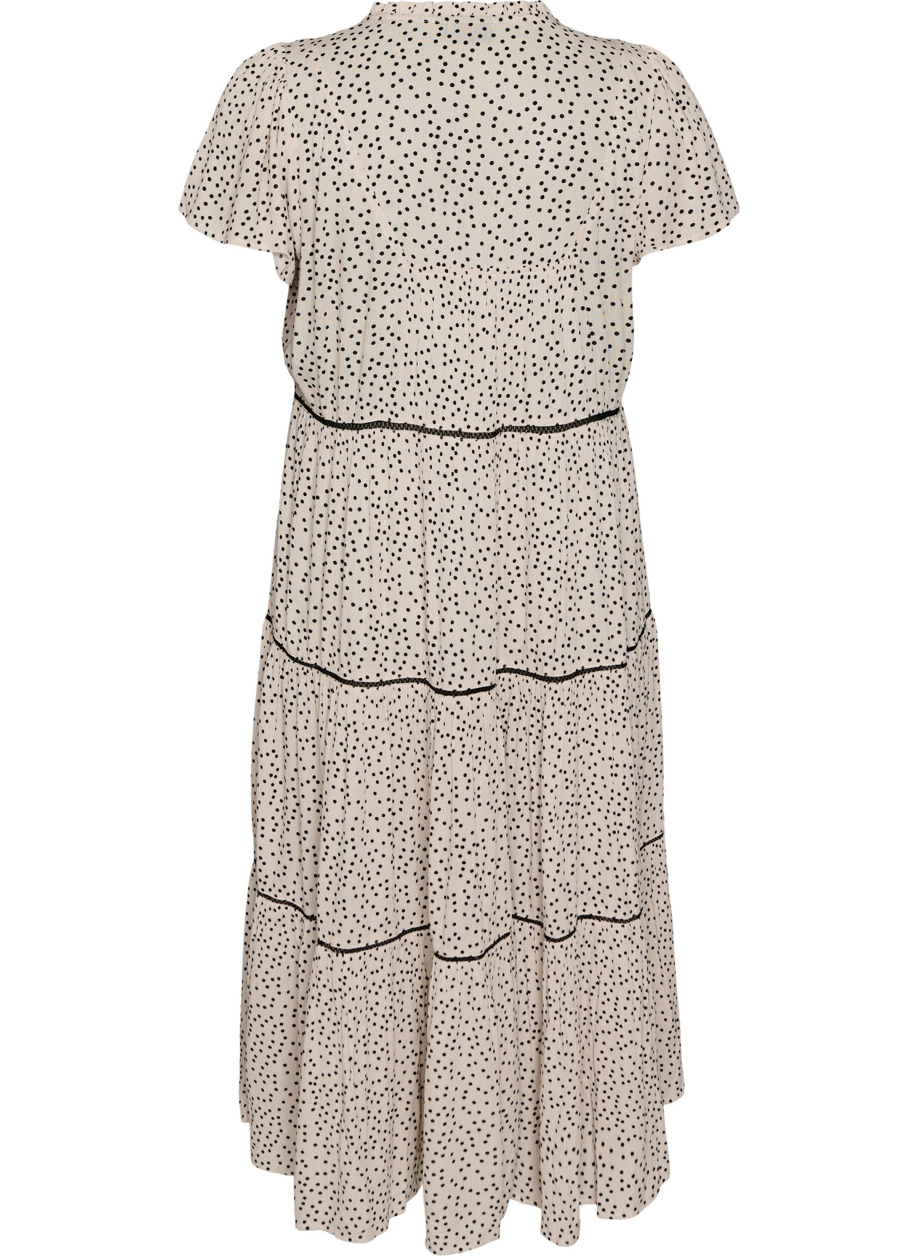 Zizzi Robe midi en viscose &agrave; motif, Blanc, Packshot image number 1