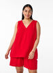 Haut sans manches effet froiss&eacute;, Rouge, Model image number 0