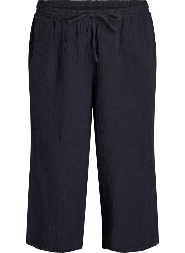 Pantalon culotte taille haute, Noir, Packshot image number 0