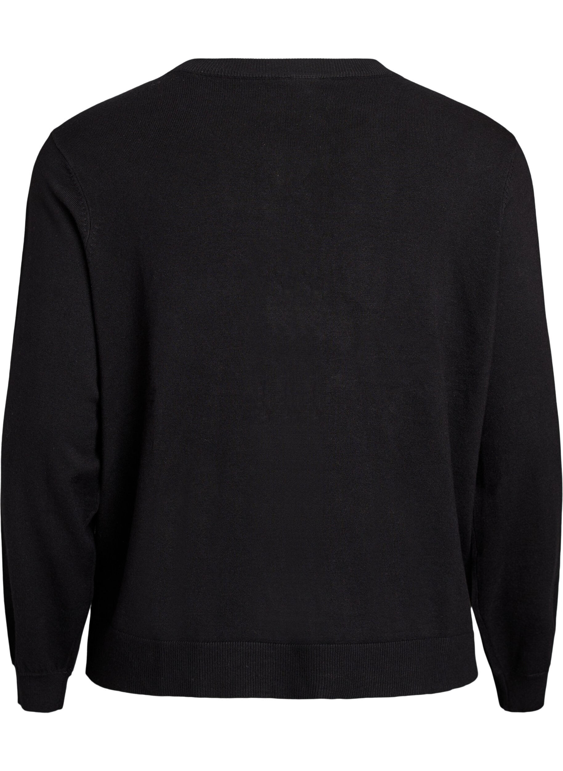 Zizzi Cardigan avec n&oelig;uds brod&eacute;s de perles et boutons-pression, Noir, Packshot image number 1