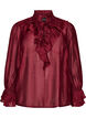 Blouse en viscose avec volants et manches longues, Bordeaux, Packshot image number 0