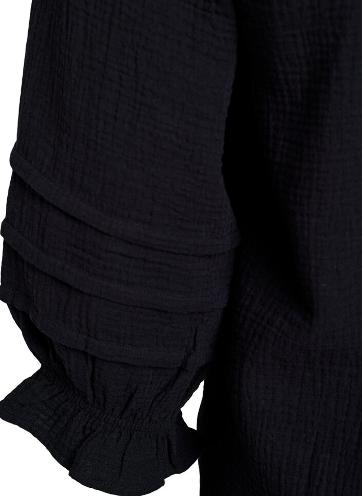 Chemise en mousseline de coton avec manches 3/4, Black, Packshot image number 3