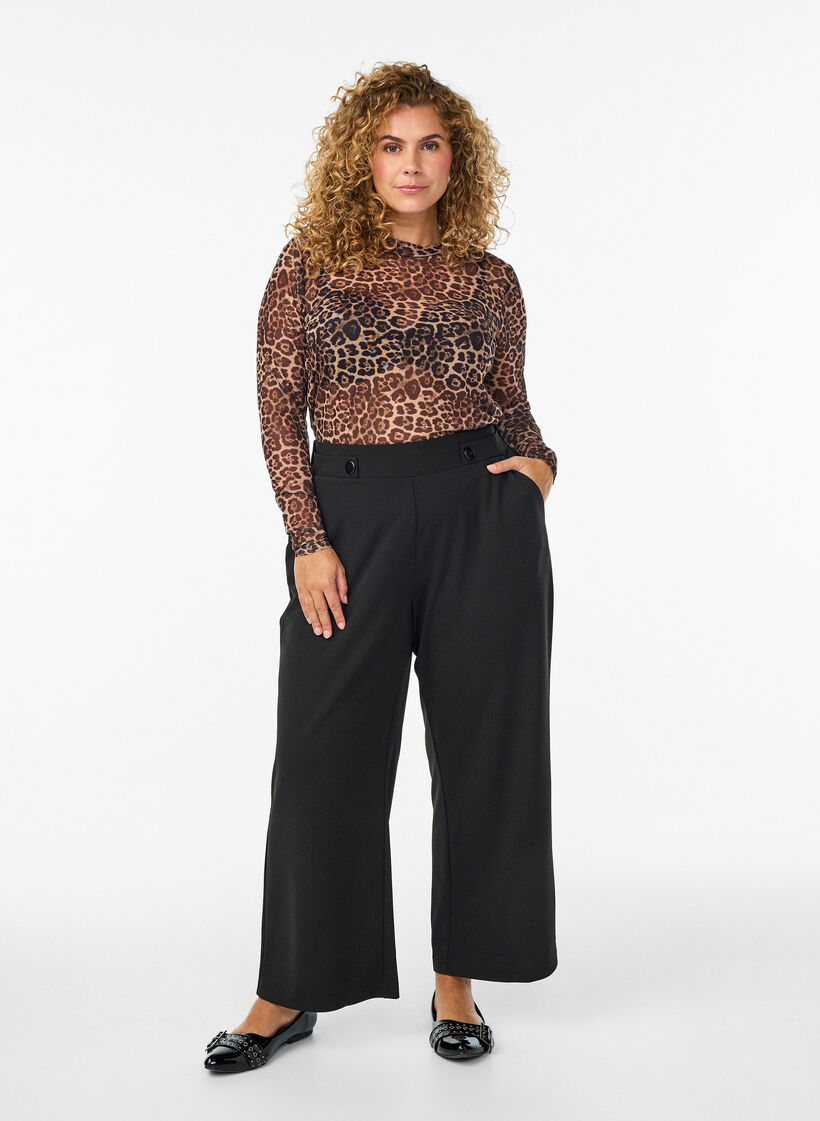 Pantalon ample avec poches, Noir, Model image number 0