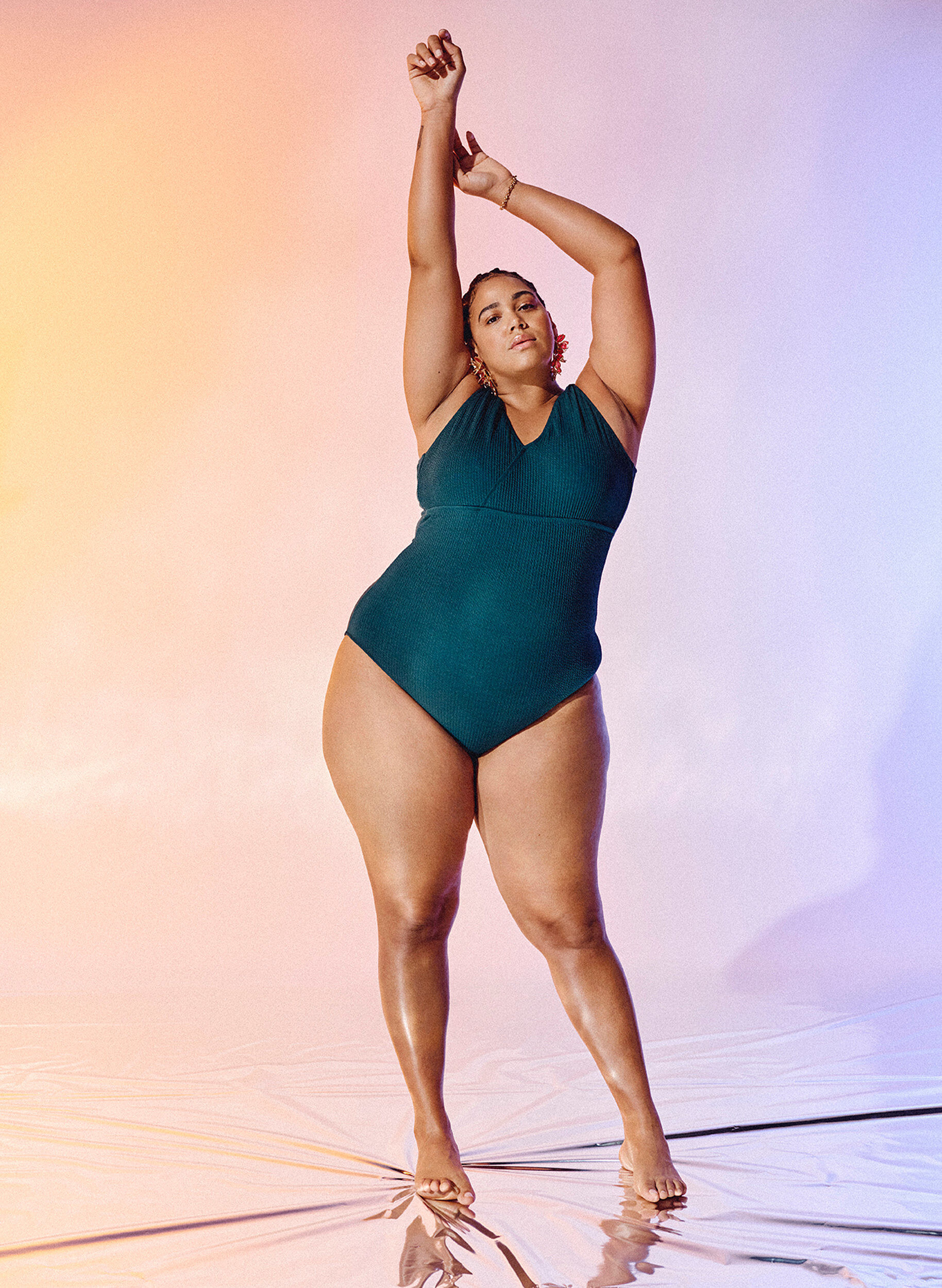 Zizzi Maillot de bain avec texture en cr&ecirc;pe et effet enveloppant., Dark Sea, Image image number 0