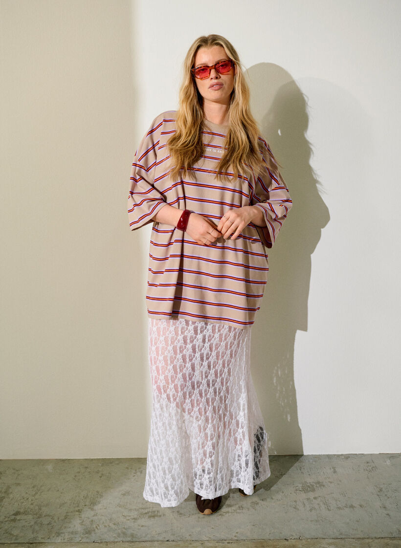 Jupe longue en dentelle transparente, Blanc, Image