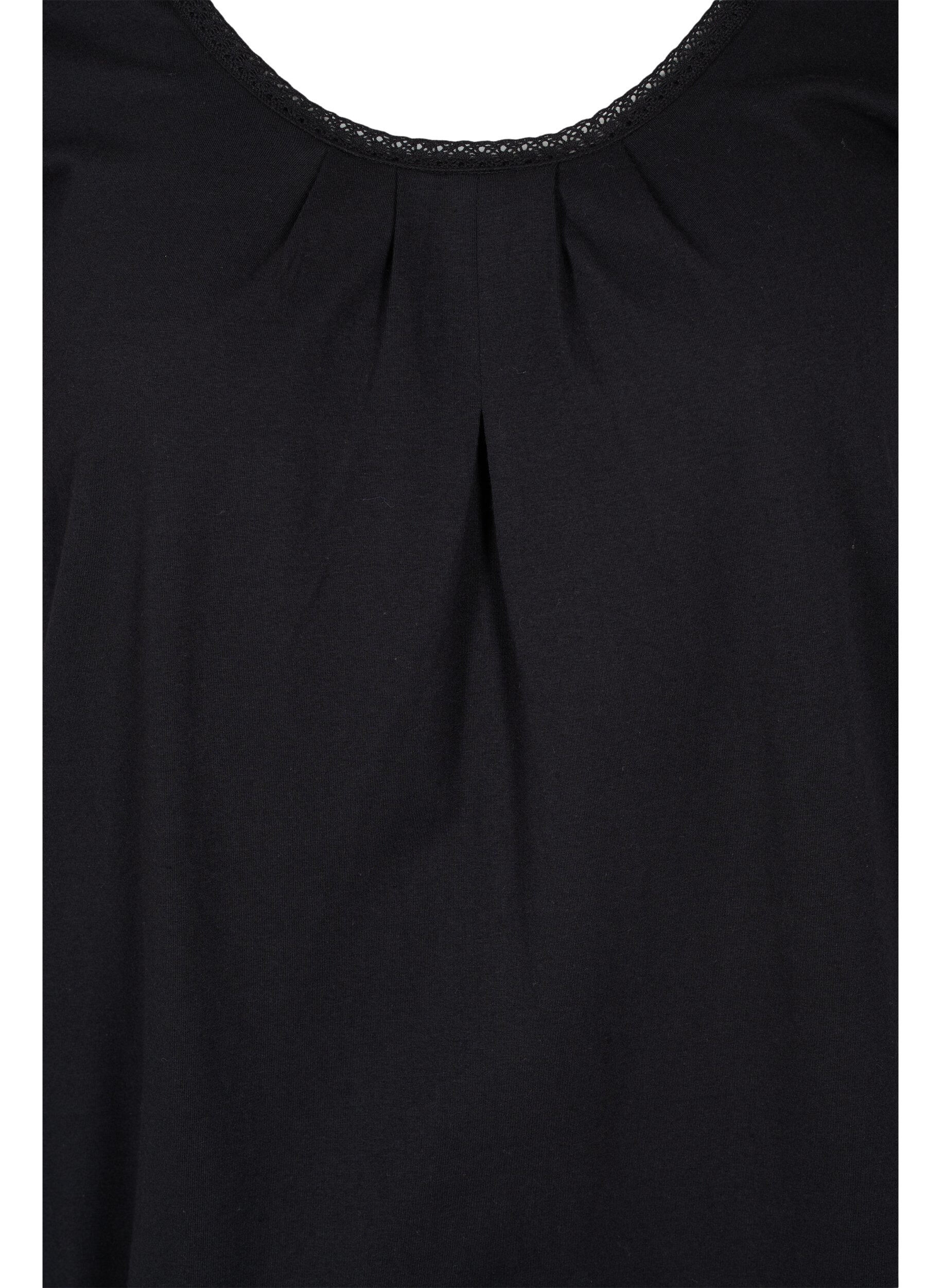 Zizzi T-shirt en coton &agrave; manches courtes, Black, Packshot image number 2