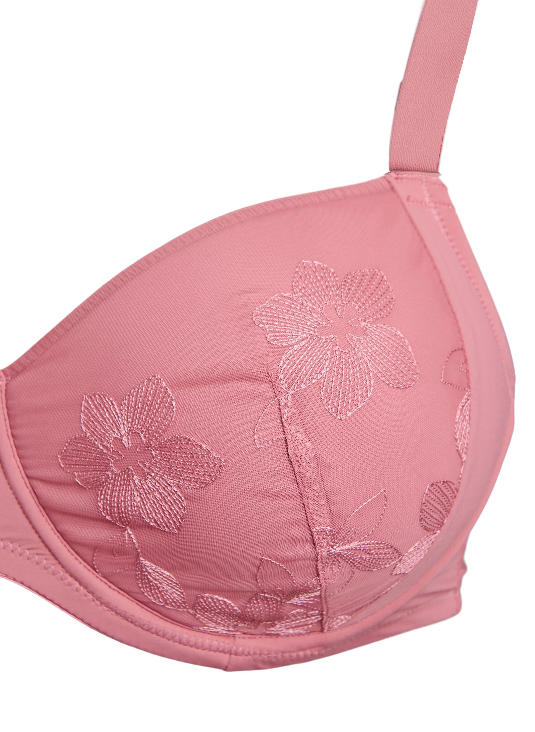 Zizzi Soutien-gorge rembourr&eacute; avec broderie florale, Rose poudr&eacute;e, Packshot image number 2