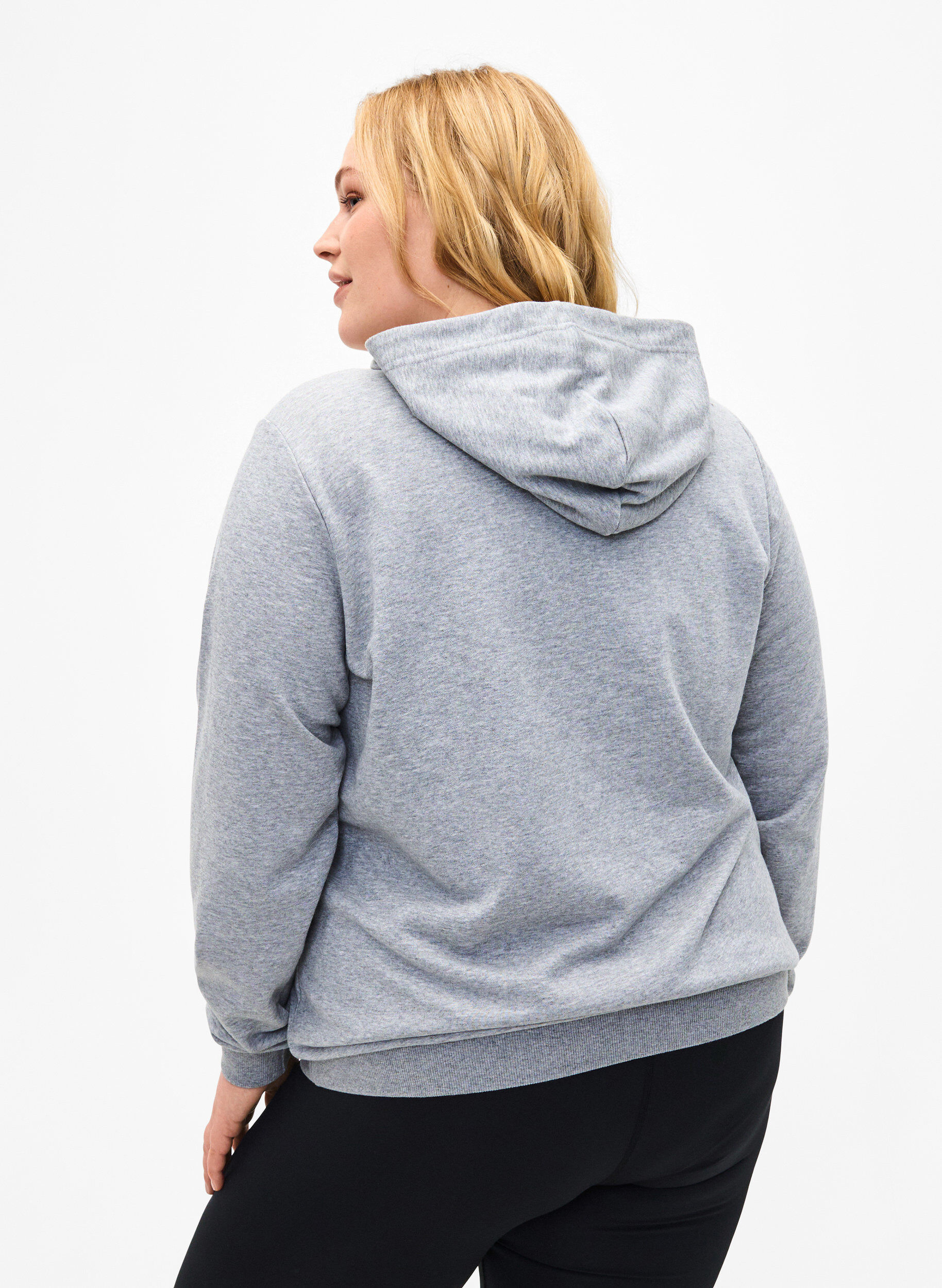 Zizzi Sweat &agrave; capuche, Light Grey Melange, Model image number 1