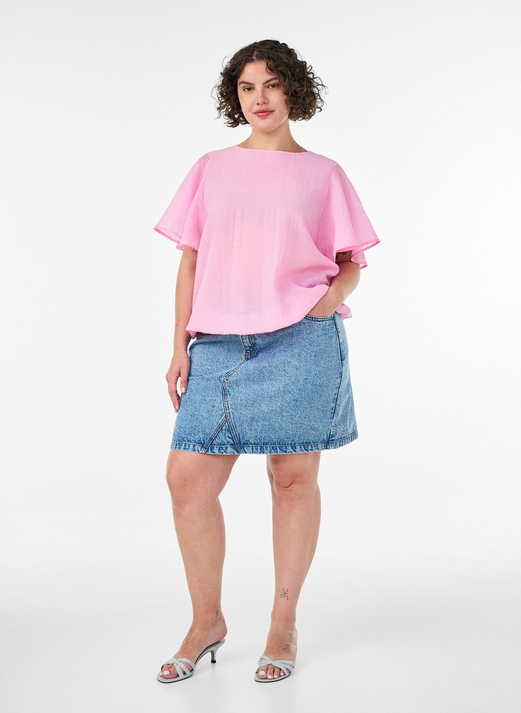 ZizziBlouse coupe ballon avec manches papillon, Rose, Model image number 1