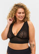 Soutien-gorge en mesh rayé, Black, Model image number 0