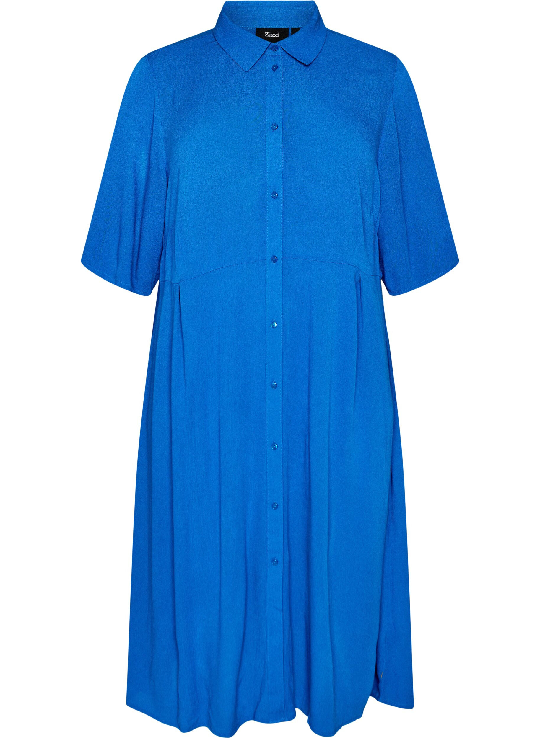 Robe chemise mi-longue &agrave; manches courtes