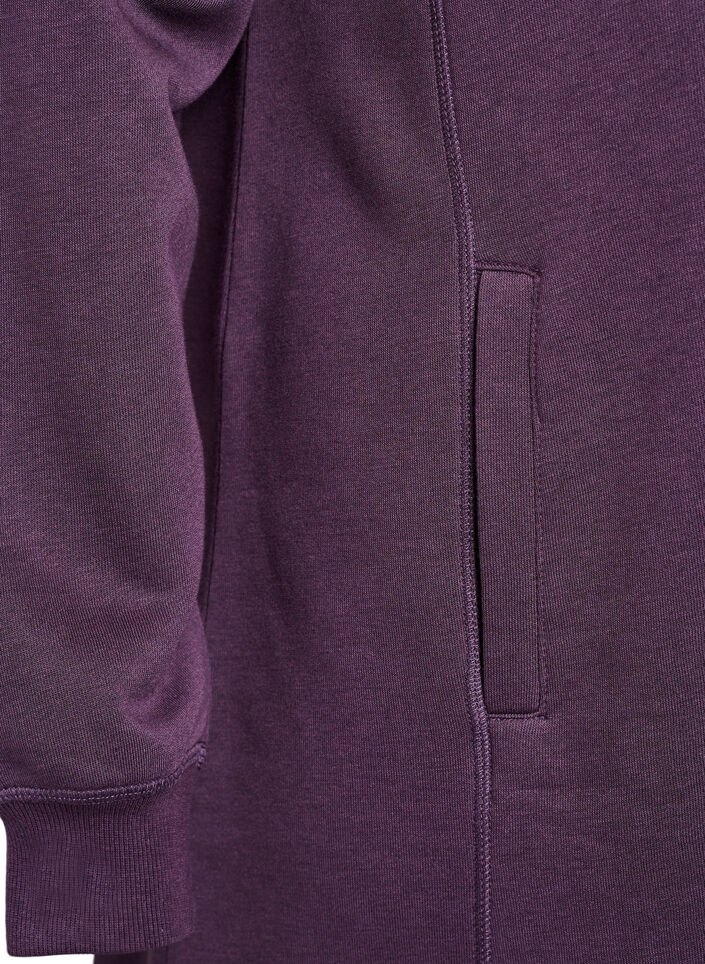FLASH - Robe sweat-shirt courte à col montant et poches, Violet, Packshot image number 3