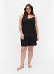Chemise de nuit en coton avec bordure en dentelle, Black, Model image number 2