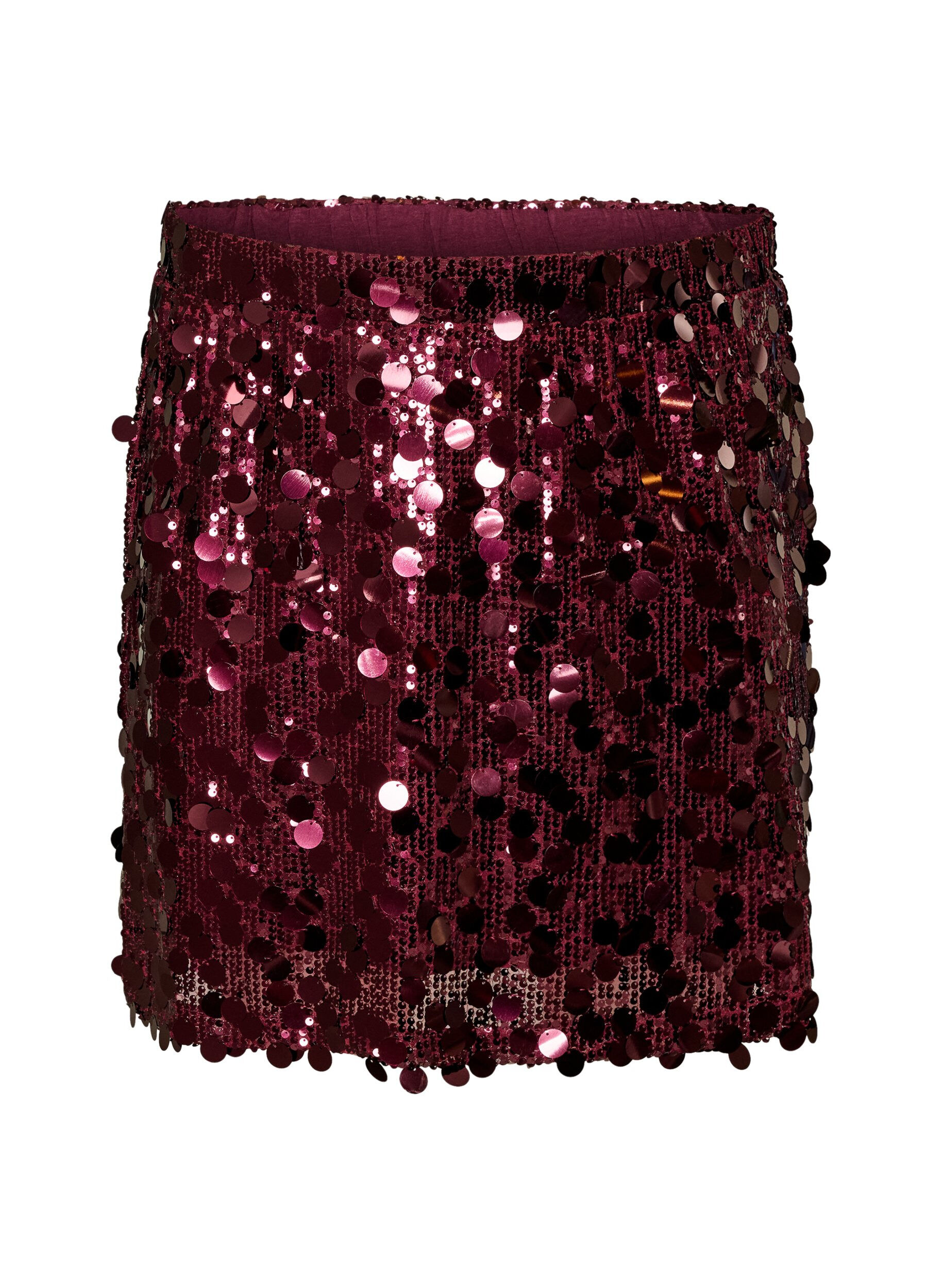 ZizziJupe courte &agrave; sequins avec une ceinture &eacute;lastique, Bordeaux fonc&eacute;, Packshot image number 0