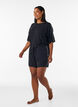 Short de pyjama en modal avec bande contrastante, Noir, Model image number 1