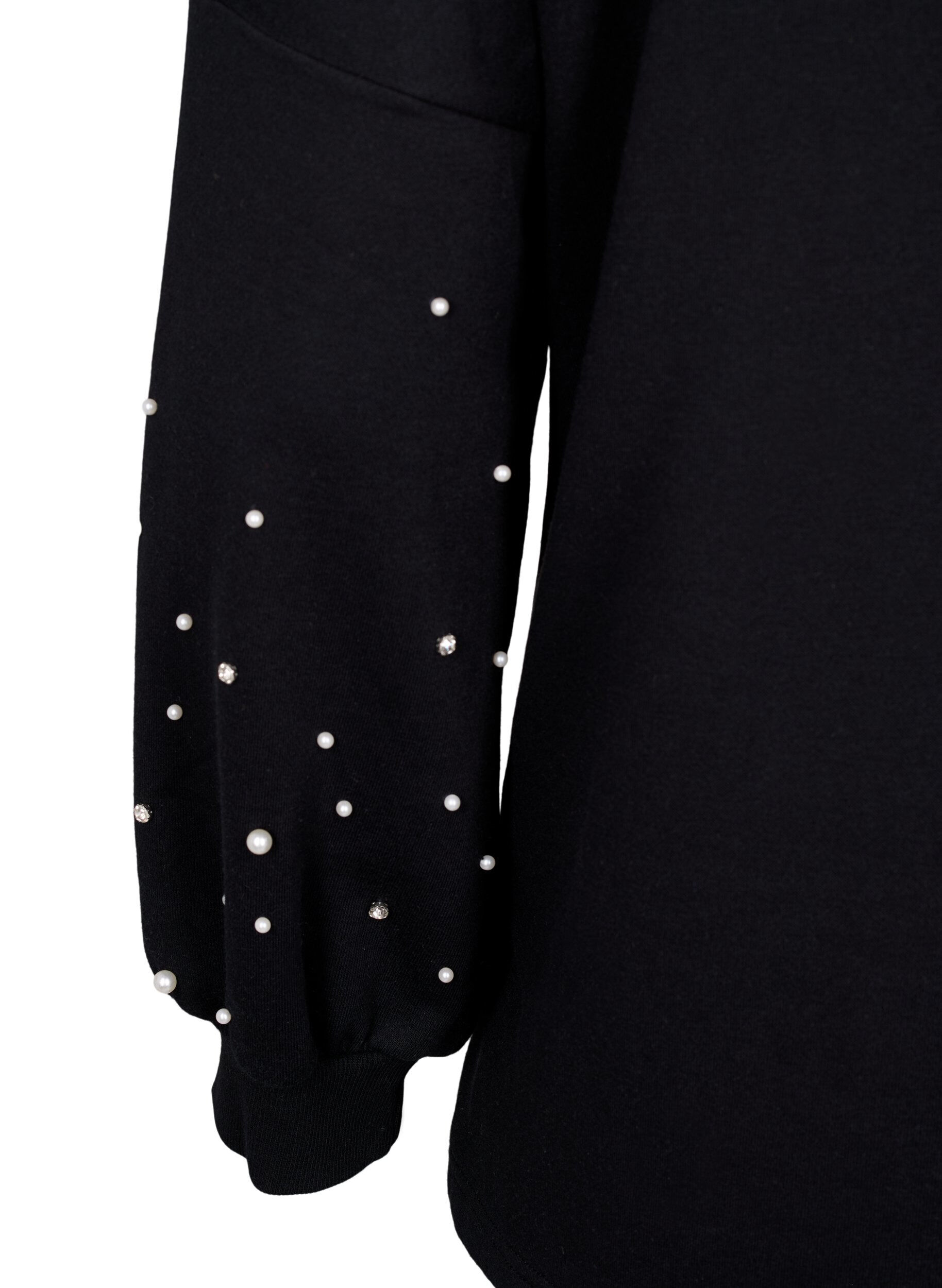 Zizzi Sweat orn&eacute; de perles, Black, Packshot image number 3