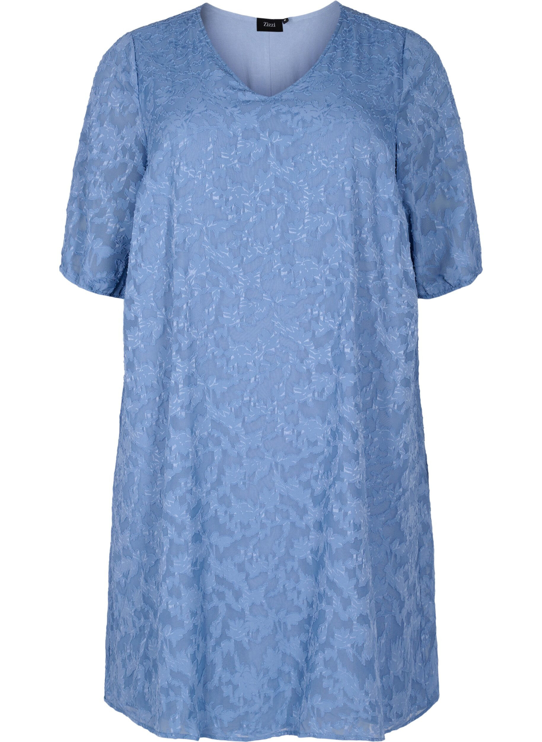 Zizzi Robe &agrave; manches courtes avec structure, Coronet Blue, Packshot image number 0