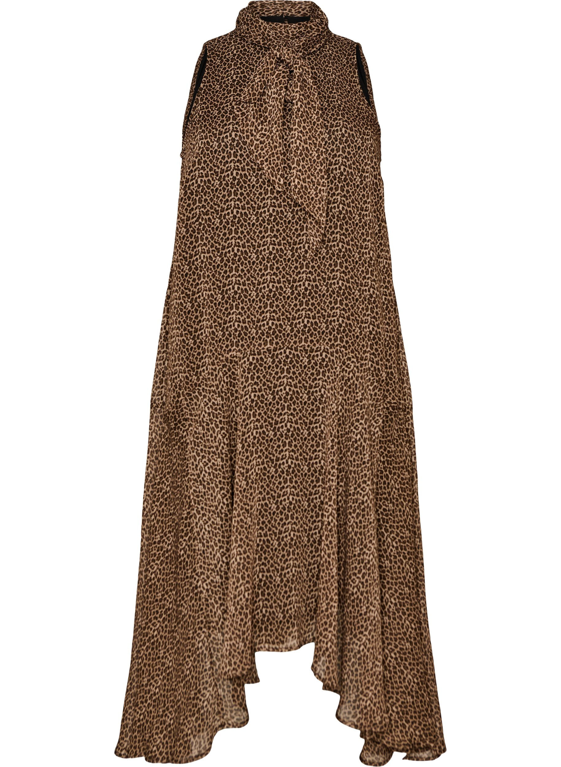 Robe midi en mousseline &agrave; imprim&eacute; l&eacute;opard avec ceinture &agrave; nouer
