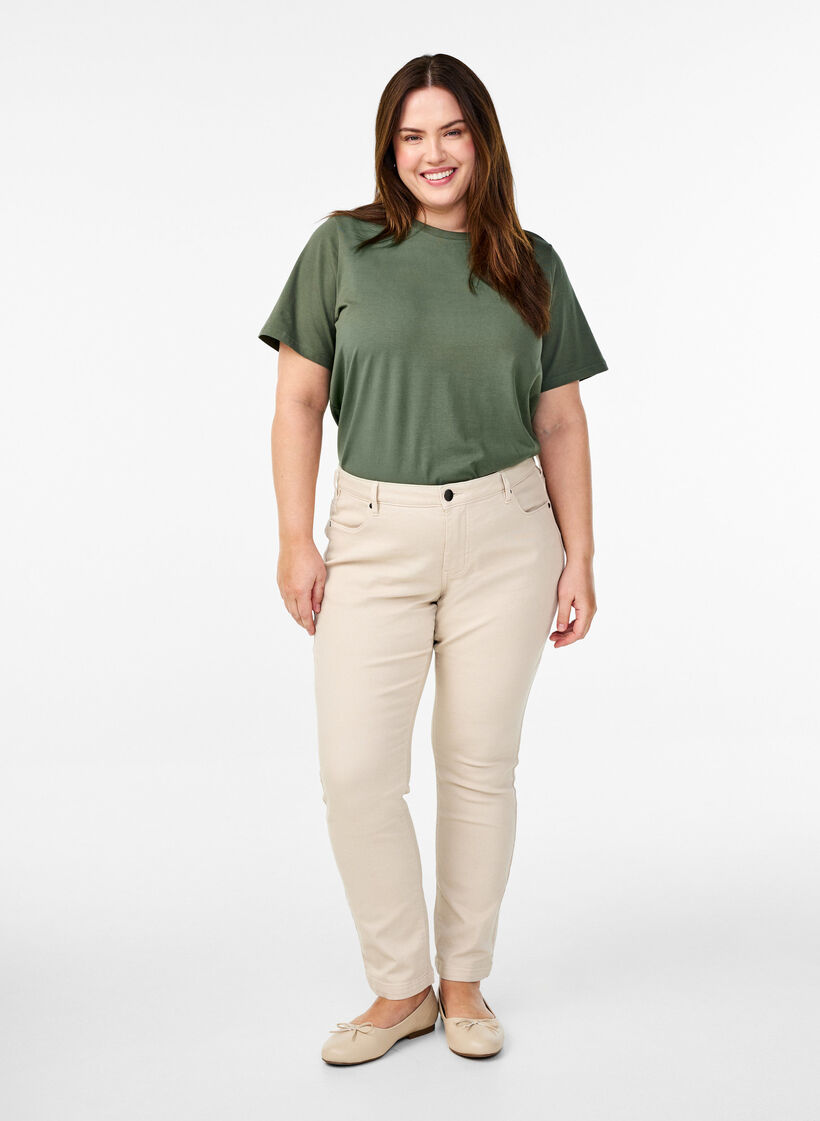 T-shirt en coton biologique avec col rond, Thyme, Model image number 2