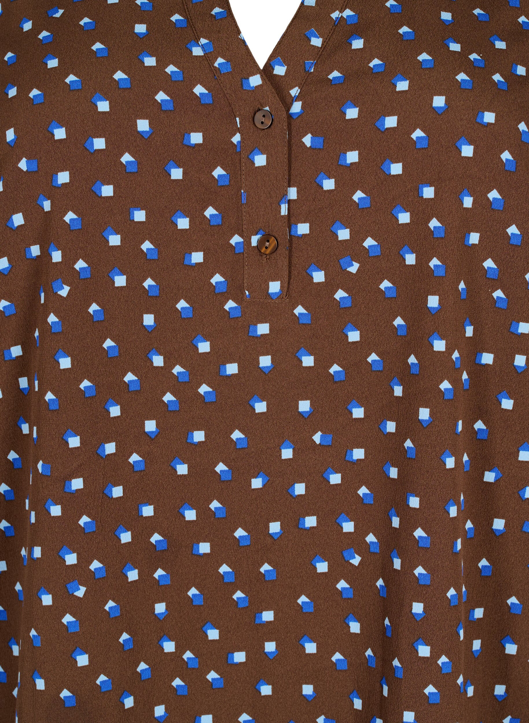 Zizzi FLASH - Chemisier &agrave; manches longues avec imprim&eacute;, Chicory Coffee AOP, Packshot image number 2