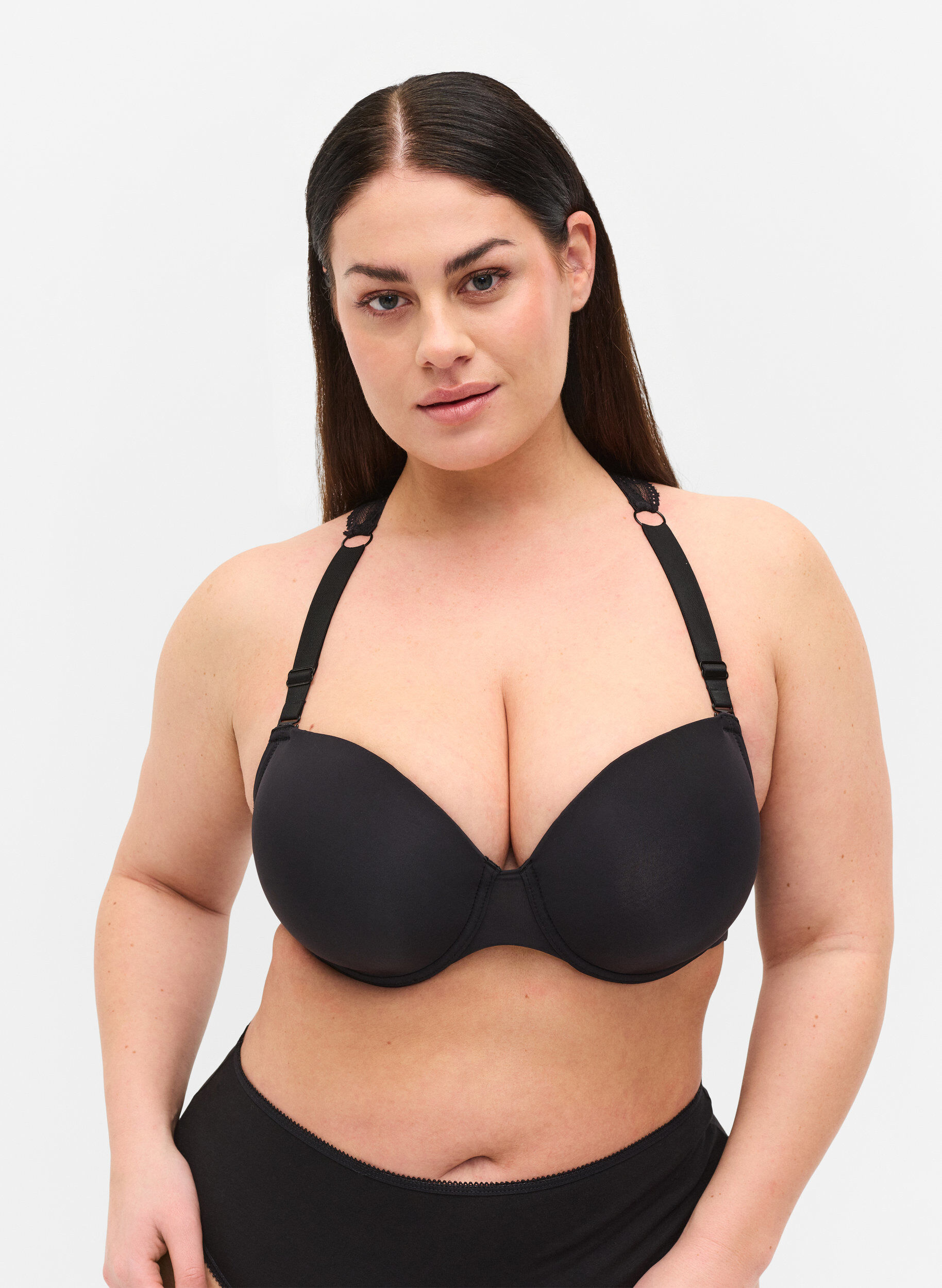 Zizzi Soutien-gorge &agrave; armatures avec dos en dentelle, Noir, Model image number 0
