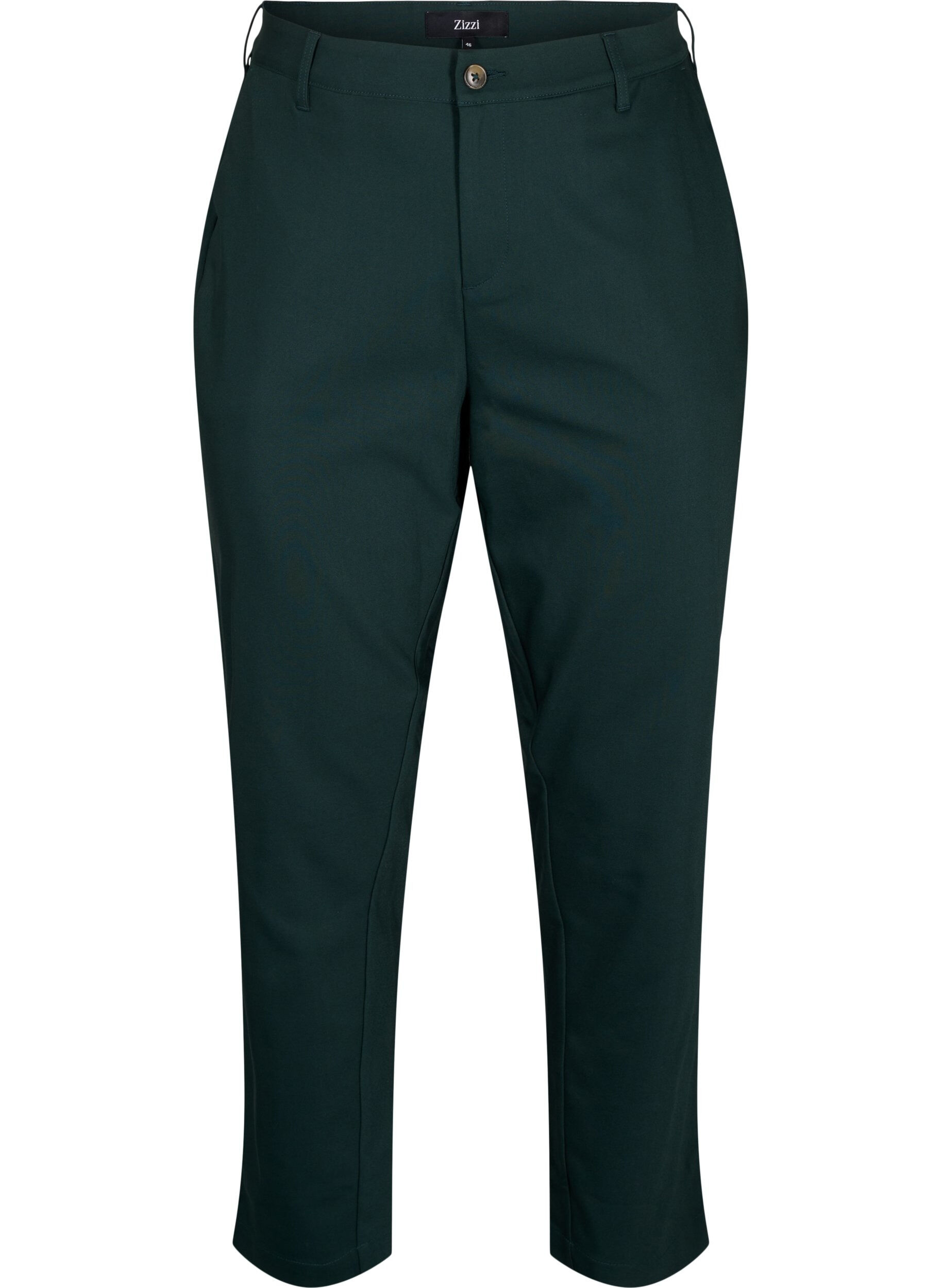 Zizzi Pantalon coupe droite &agrave; taille haute, Vert fonc&eacute;, Packshot image number 0