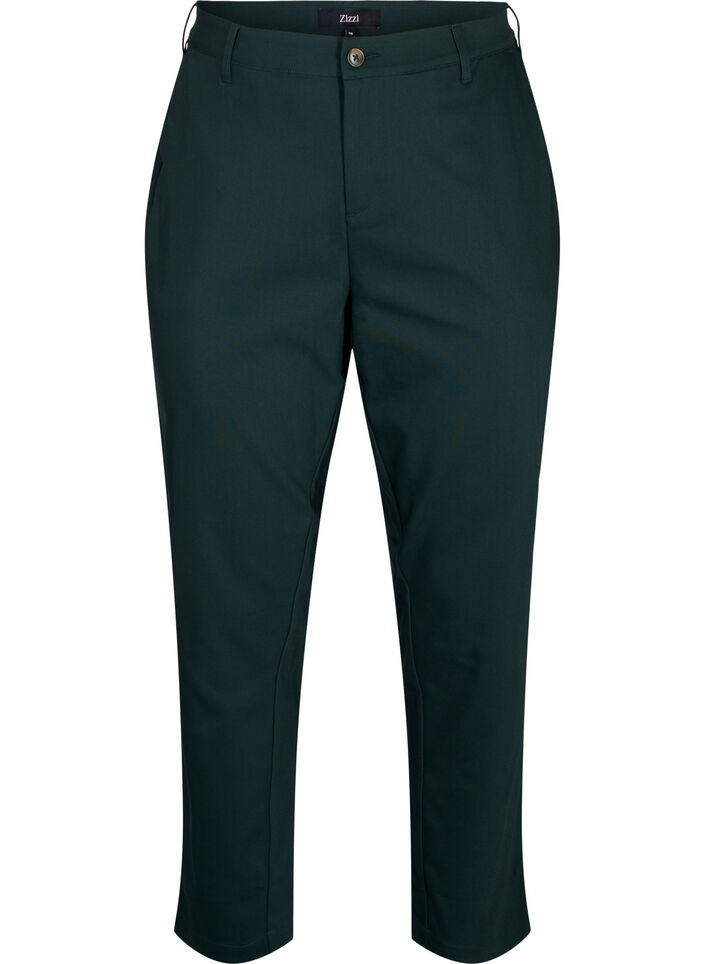 Pantalon coupe droite à taille haute, Vert foncé, Packshot image number 0