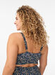 Haut de bikini &agrave; fleurs et &agrave; d&eacute;tails de jabot, Bleu p&eacute;trole, Model image number 2