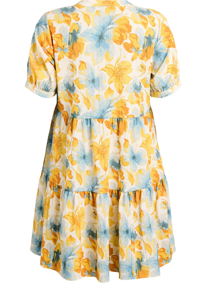 Robe courte &agrave; coupe &eacute;vas&eacute;e, Jaune, Packshot image number 1