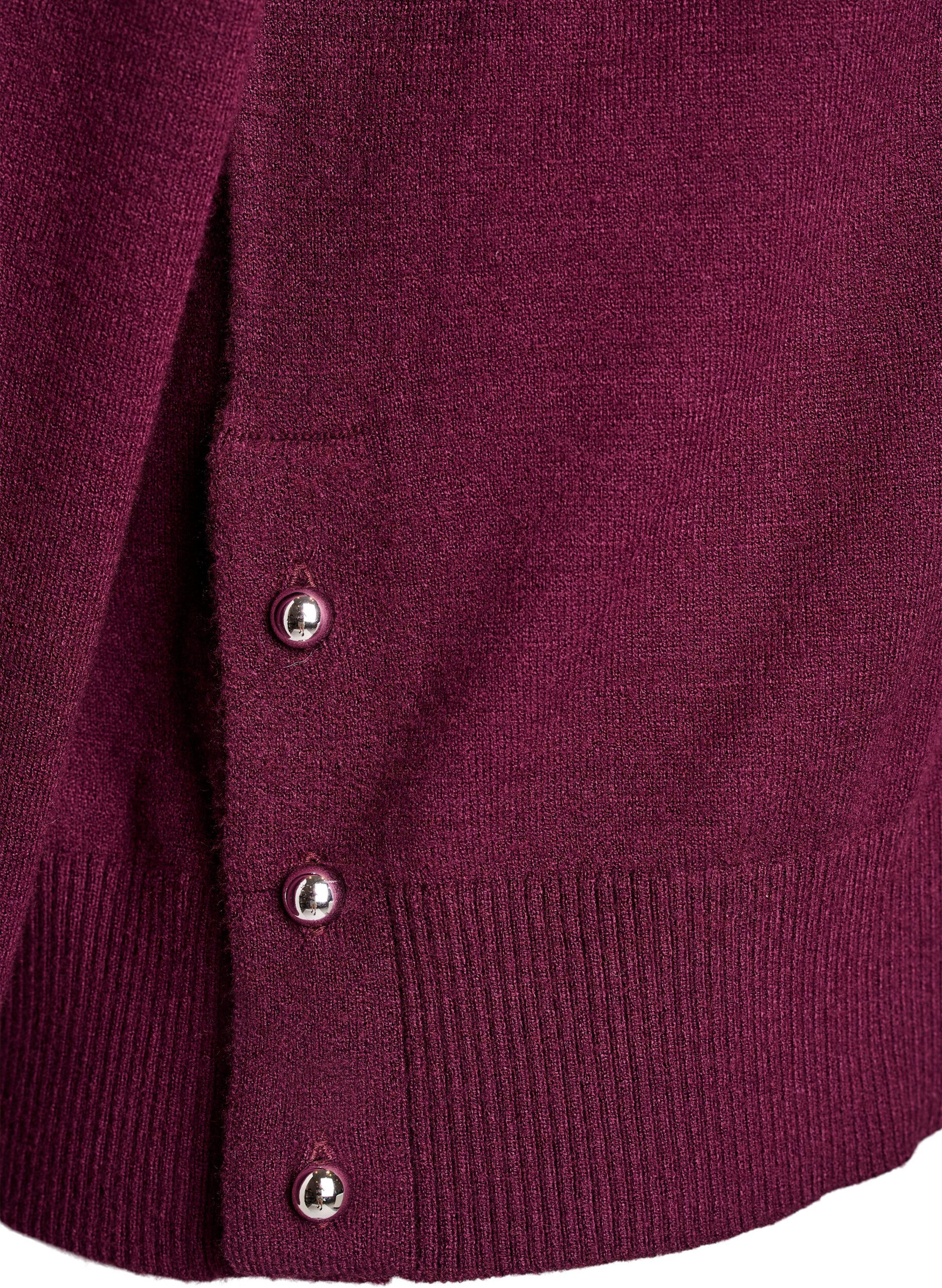 Zizzi Blouse en maille avec col roul&eacute; et boutons sur le c&ocirc;t&eacute;, Bordeaux fonc&eacute;, Packshot image number 3