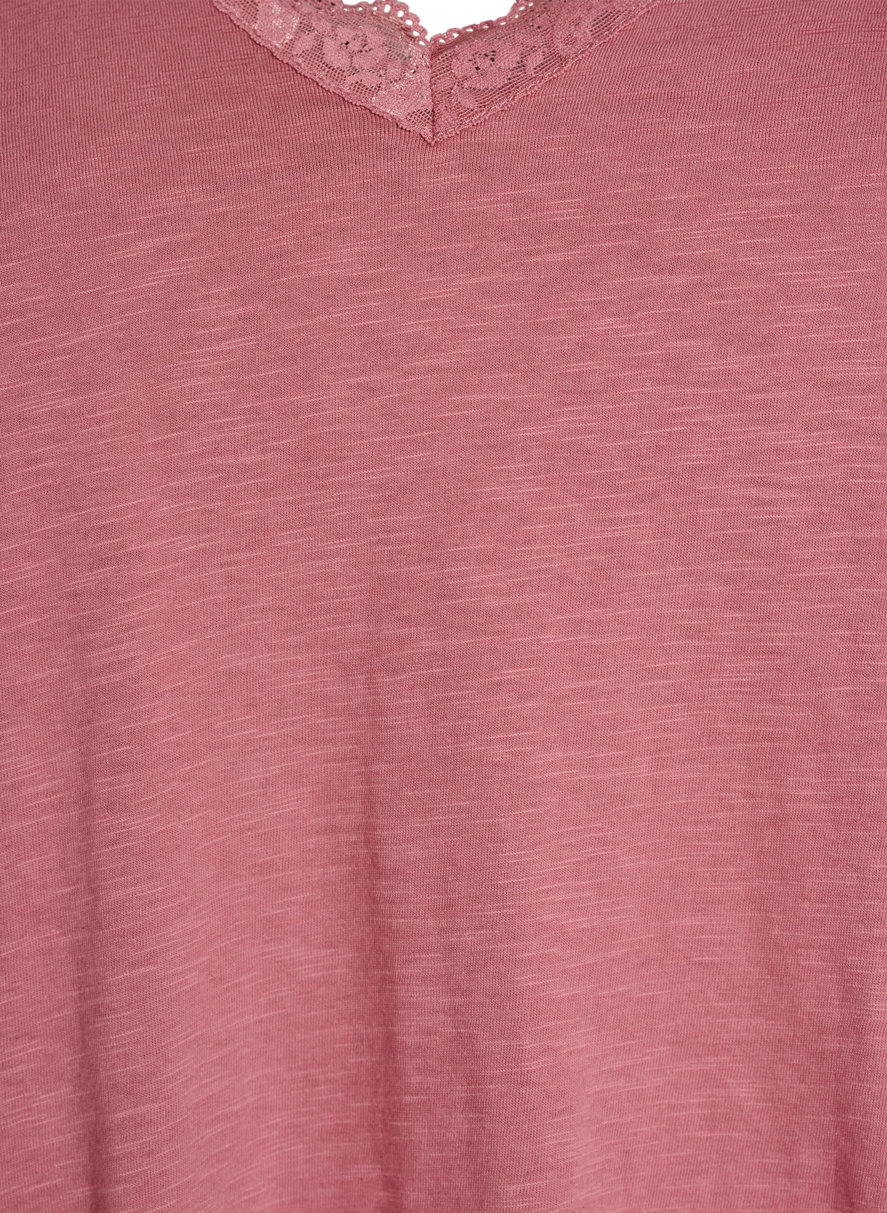 Zizzi T-shirt avec finitions en dentelle, Rose, Packshot image number 2