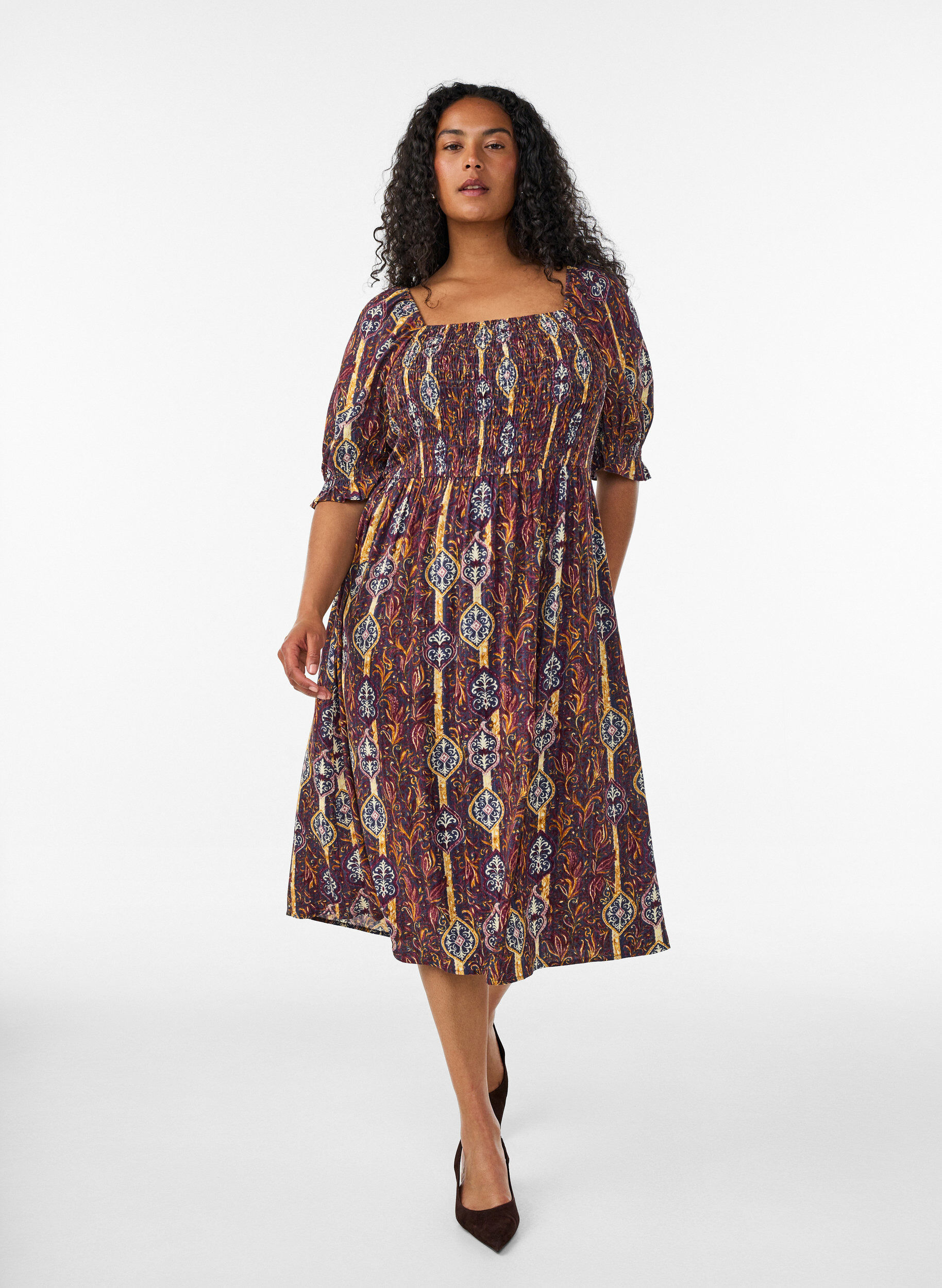 ZizziRobe d'&eacute;t&eacute; en viscose &agrave; imprim&eacute; paisley, Violet, Model image number 0