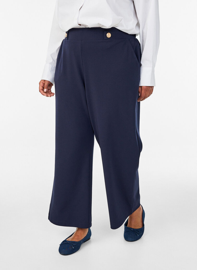 Pantalon ample avec poches, Bleu, Model image number 2