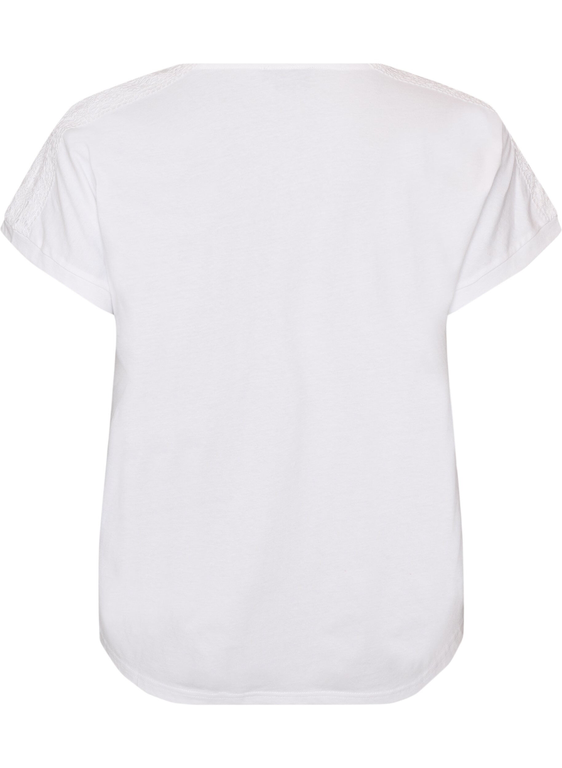 ZizziT-shirt en coton avec d&eacute;tails au crochet, Blanc, Packshot image number 1