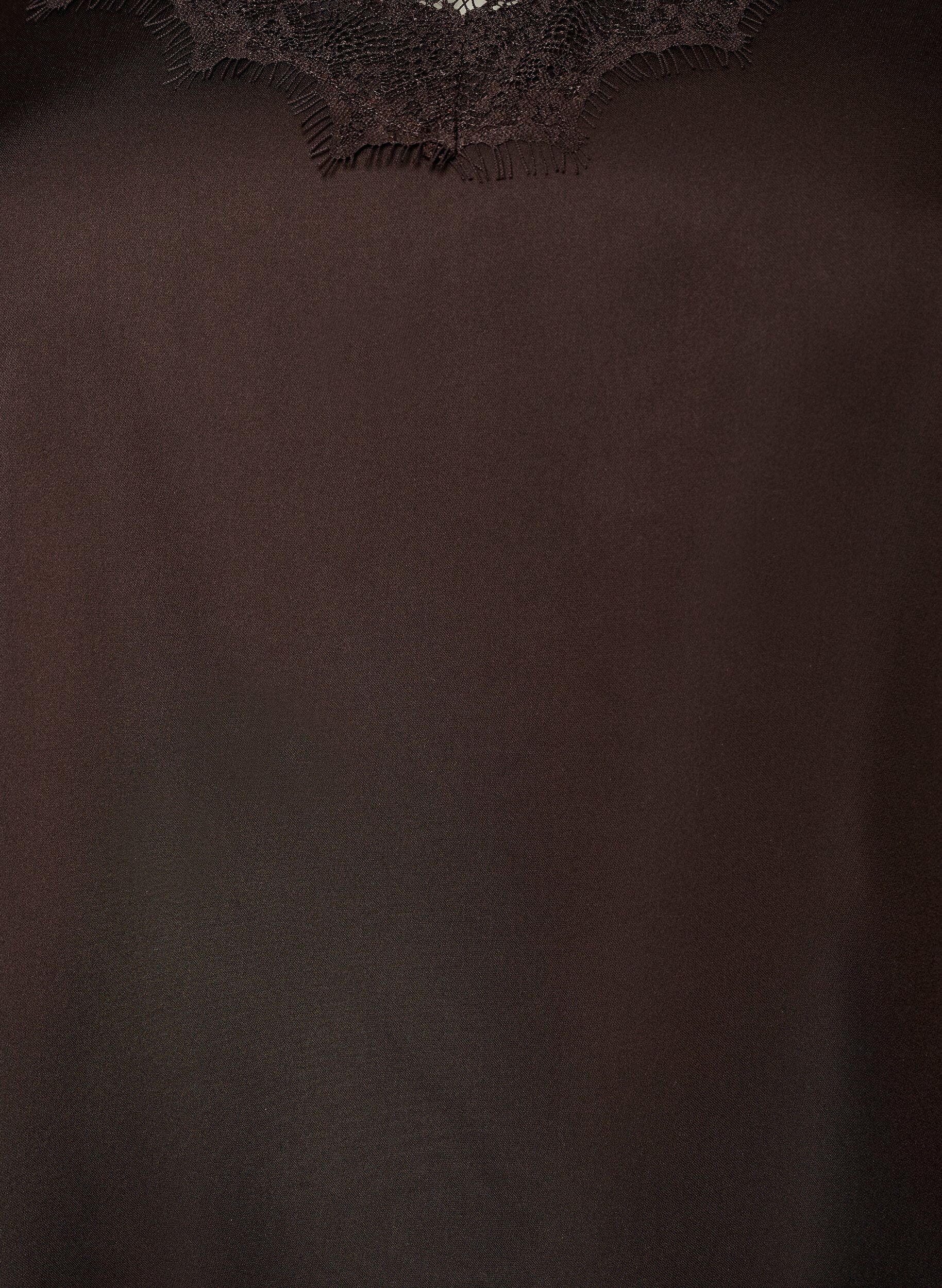 Zizzi Haut en satin avec bordure en dentelle et ourlet asym&eacute;trique, Marron, Packshot image number 2