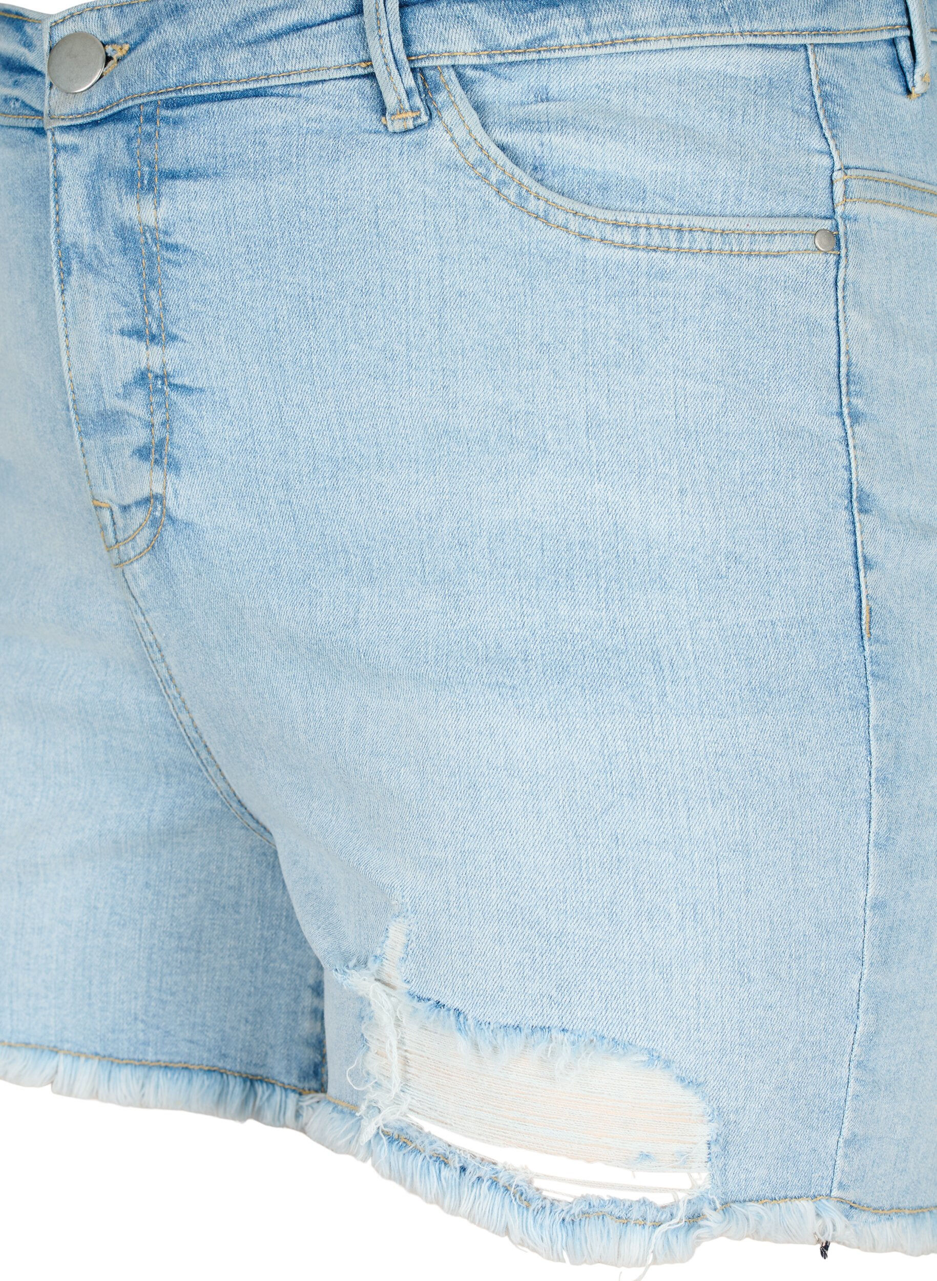 Zizzi Shorts en jean avec d&eacute;tails vieillis, Light Blue Denim, Packshot image number 2